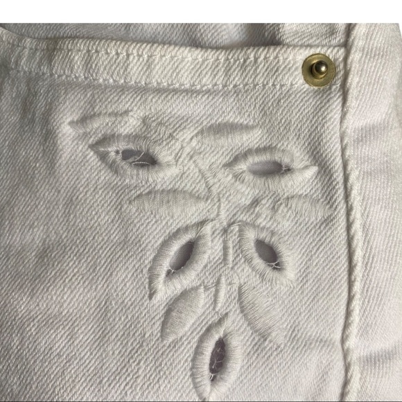 Frame Skirt Le Mini Foliage Embroidered Denim Size 24 - Picture 4 of 10